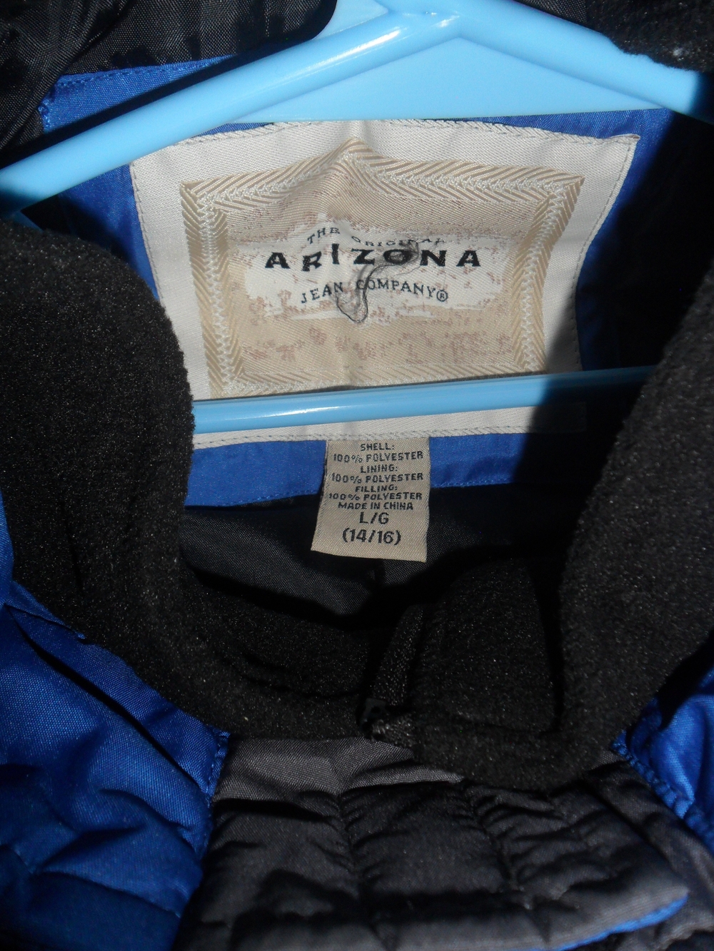 Arizona Jean Company Kid's Large Blue and Black Puffer Jacket